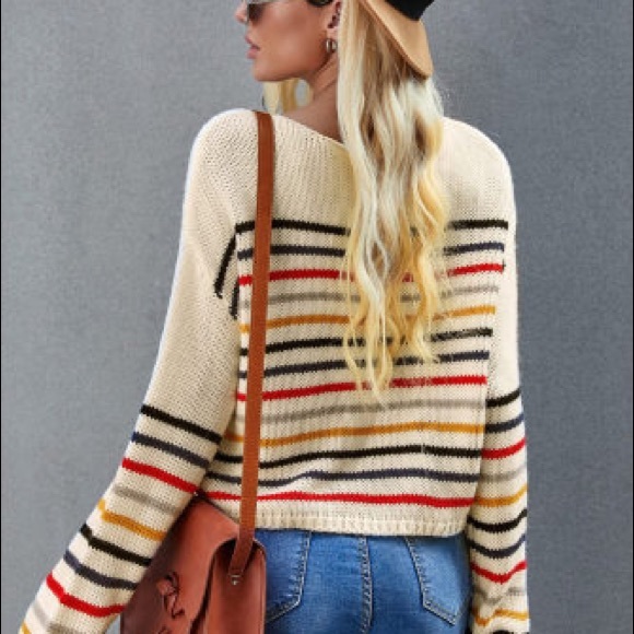 Winter Must Have:Rainbow Striped Oversized Sweater - Picture 4 of 16